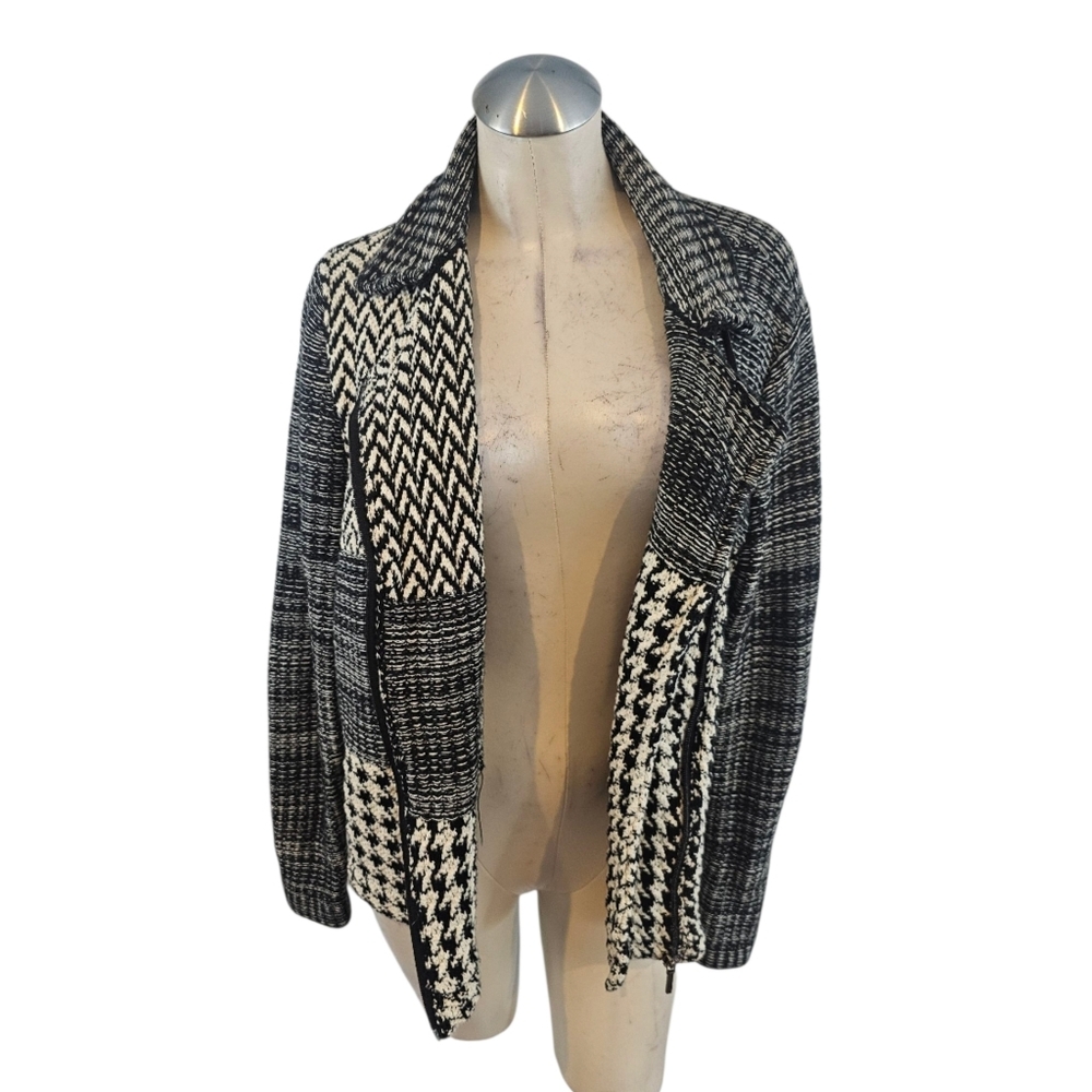 Chaps by Ralph Lauren Size L Black and White Textured Cardigan - Picture 5 of 7